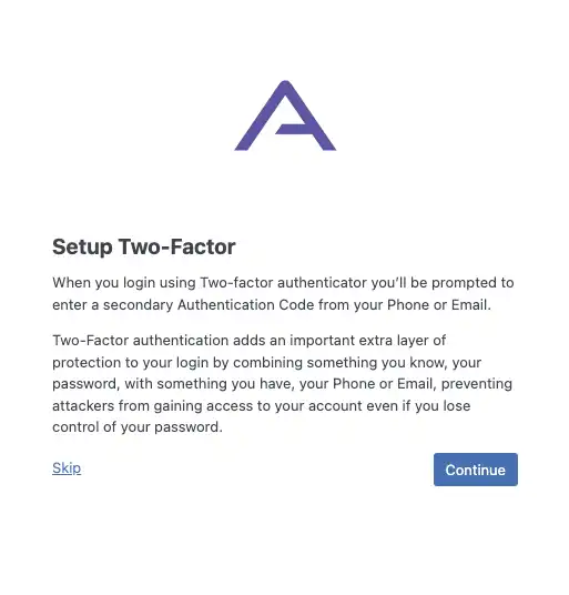 example of the two-factor authentication screen from iThemes
